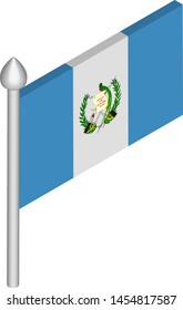 Vector Isometric Illustration of Flagpole with Guatemala Flag