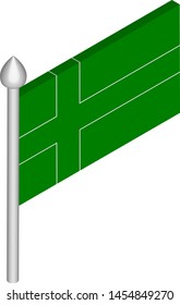 Vector Isometric Illustration of Flagpole with Ladonia Flag
