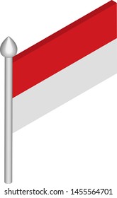 Vector Isometric Illustration of Flagpole with Monaco Flag