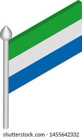 Vector Isometric Illustration of Flagpole with Sierra Leone Flag