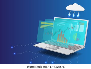 vector isometric illustration. Futuristic design concept. Digital technology background. Modern vector illustration. Science vector illustration. Technology web background.