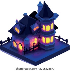 Vector isometric illustration of a house, Halloween 3D. Isolate on a white background.