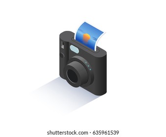 Vector isometric illustration of Instant photo camera