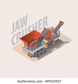 Vector isometric illustration of  jaw crusher. Equipment for high-mining industry. Beneficiation ores. EPS 10