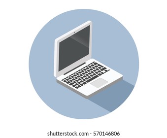 Vector isometric illustration of laptop, 3d flat computer icon. 