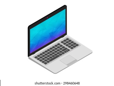 Vector isometric illustration of laptop on white background