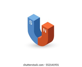 Vector isometric illustration of magnet icon, 3d flat design 