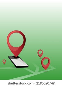 Ilustración vectorial isométrica del mapa con el icono de la etiqueta geo. Signo de ubicación de viaje
