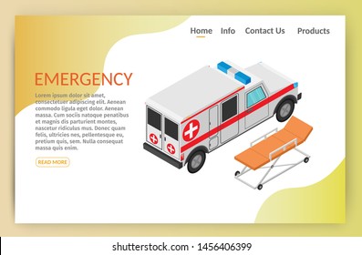 Vector isometric illustration medical center hospital er.