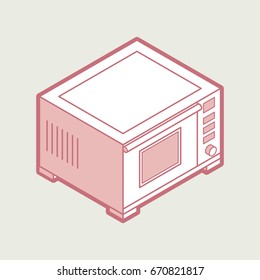 vector isometric illustration of microwave oven, 3d flat design object, kitchen equipment, home constructor element. microwave icon