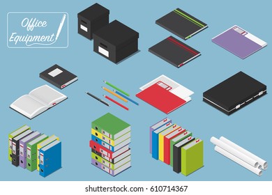Vector isometric  illustration of office equipment