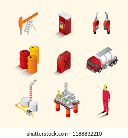 Vector isometric illustration for oil and gas industry
