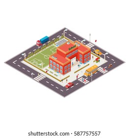 Vector isometric illustration of school building