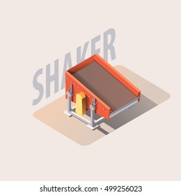 Vector isometric illustration of shaker. Equipment for high-mining industry. Beneficiation ores. EPS 10