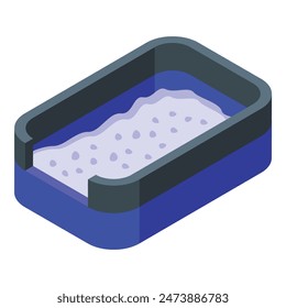 Vector isometric illustration of a soap dish with a bar of soap, ideal for hygienerelated designs