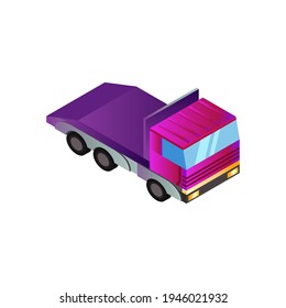 Vector isometric illustration of a truck carrying NTF coins. non fungible token concept brings a lot of money.