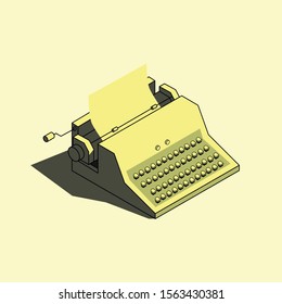 Vector isometric illustration of a typewriter.