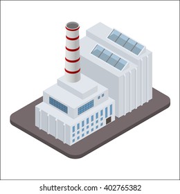 Vector isometric industrial factory buildings icon. Factory Landscape. 