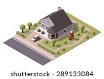 Vector isometric infographic element representing suburban building 