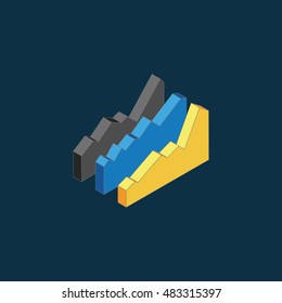 Vector isometric infographic elements.3d bar and pie charts.Vector illustration