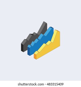 Vector isometric infographic elements.3d bar and pie charts.Vector illustration