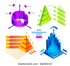Vector isometric infographics illustrations set