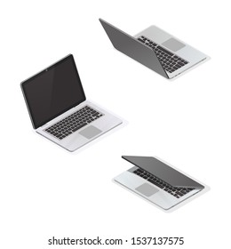 Vector Isometric Laptop Isolated On A White Background. Detailed Isometric Icon