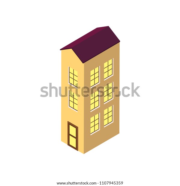 Vector Isometric Vector Letter Yellow Isolated Stock Vector