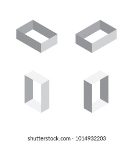 Vector isometric letters  in various foreshortening views. Edge outline alphabet