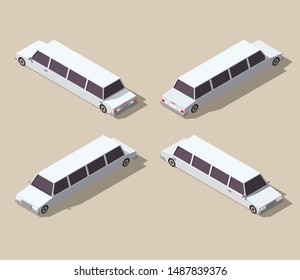 Vector isometric  limousine. Cartoon car illustration.