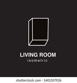 Vector isometric living room icon. Illustration of the room of the lines. Liner illustration. 