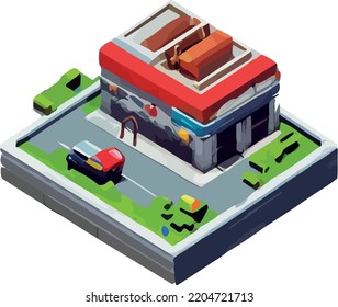 Vector isometric low poly city