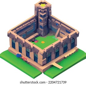 Vector isometric low poly city