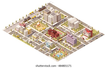 Vector Isometric Low Poly City Infrastructure