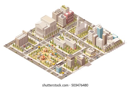 Vector isometric low poly city