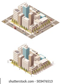 Vector isometric low poly city downtown