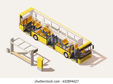 Vector isometric low poly city bus cross-section