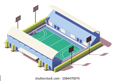 Vector isometric low poly field hockey stadium building
