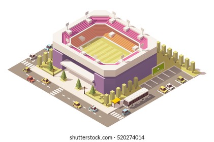 Vector Isometric Low Poly Football Stadium