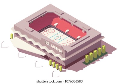 Vector Isometric Low Poly Ice Hockey Rink Stadium