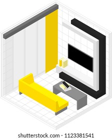 Vector isometric low poly living room icon	