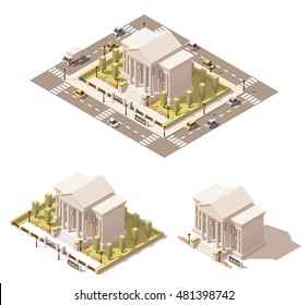 Vector Isometric Low Poly Museum Building Icon