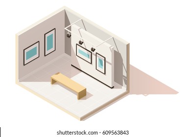 Vector Isometric Low Poly Museum Or Art Gallery Interior