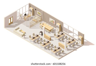Vector isometric low poly office