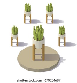 Vector isometric low poly plant. Vector low poly illustration.