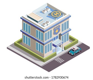 Vector isometric low poly police building