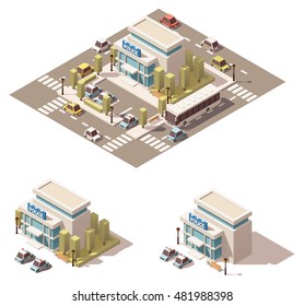 Vector isometric low poly police building icon