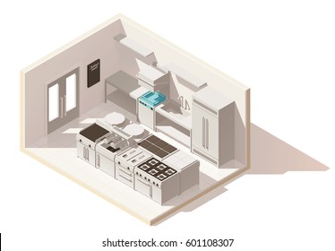 Vector Isometric Low Poly Professional Kitchen