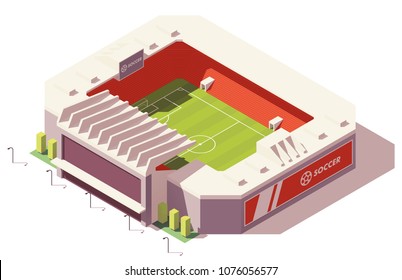 Vector isometric low poly soccer or football stadium