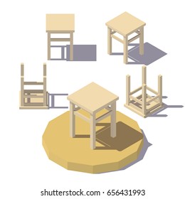 Vector Isometric Low Poly Stool.